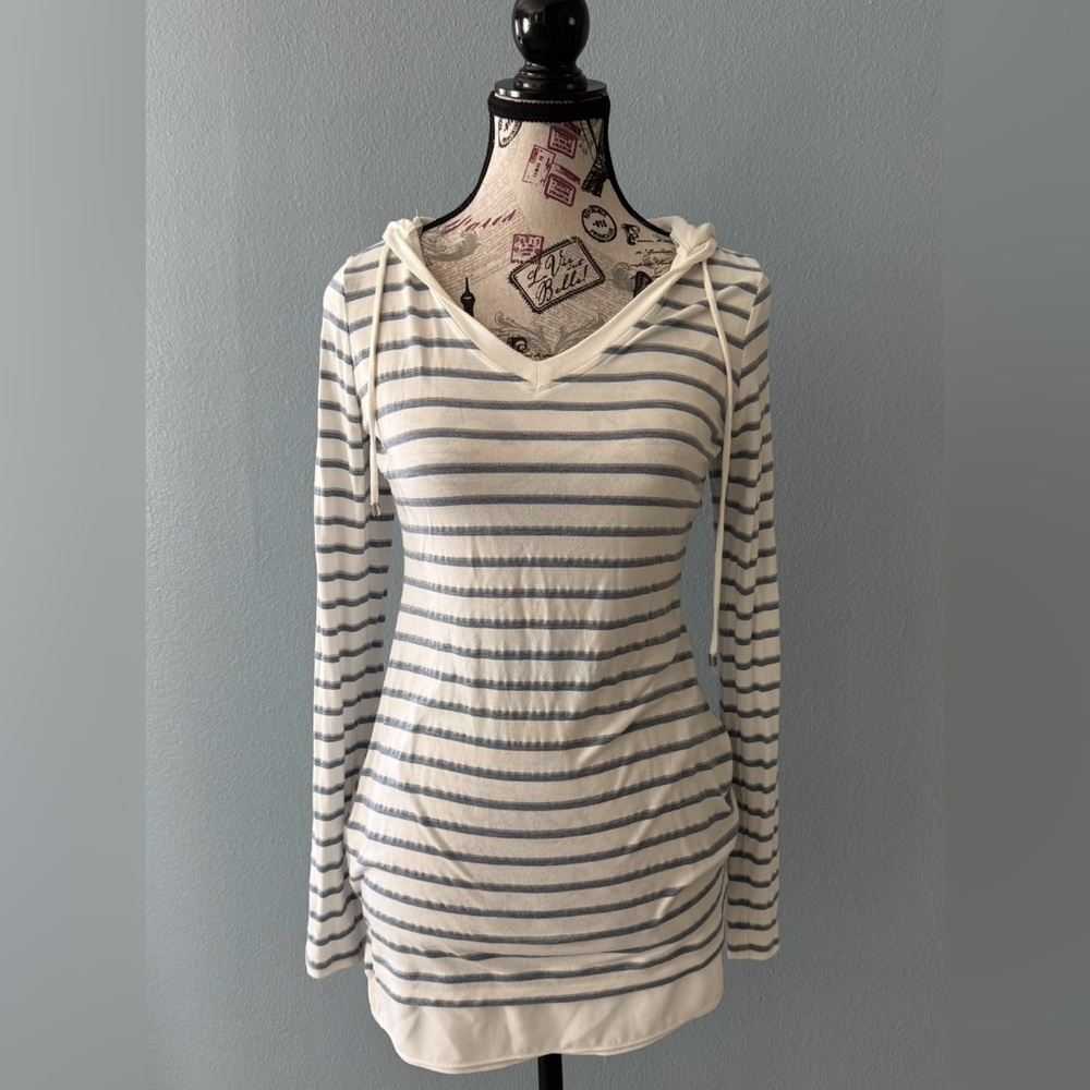 WHBM Striped V-Neck Hoodie